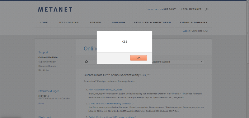 Metanet XSS
