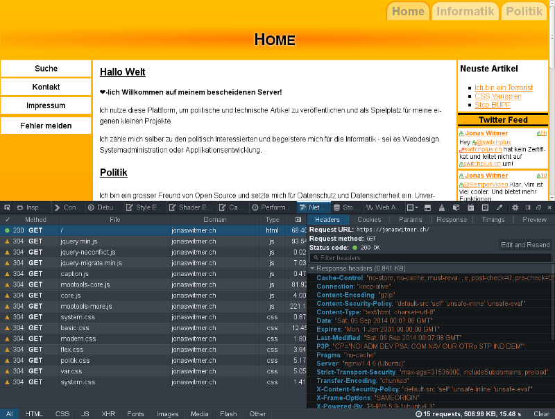 Firefox Netzwerkanalyse